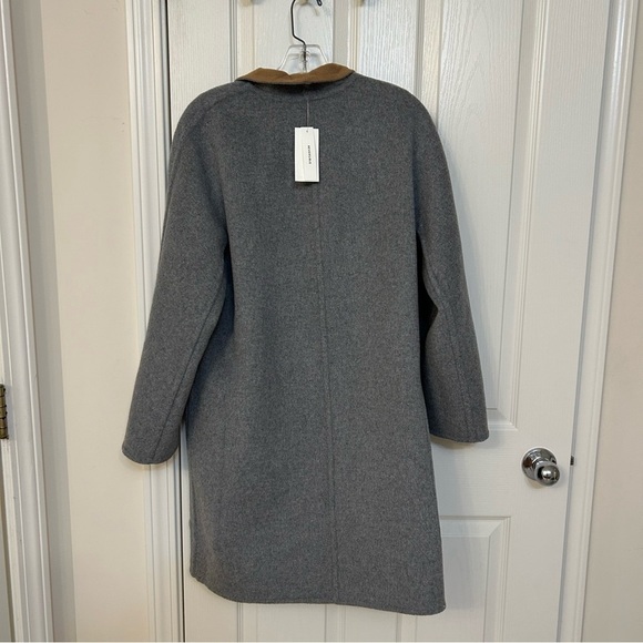 Vince Reversible Collarless Wool Blend Coat in Dark Camel/ Med H Grey Size M - Picture 7 of 12